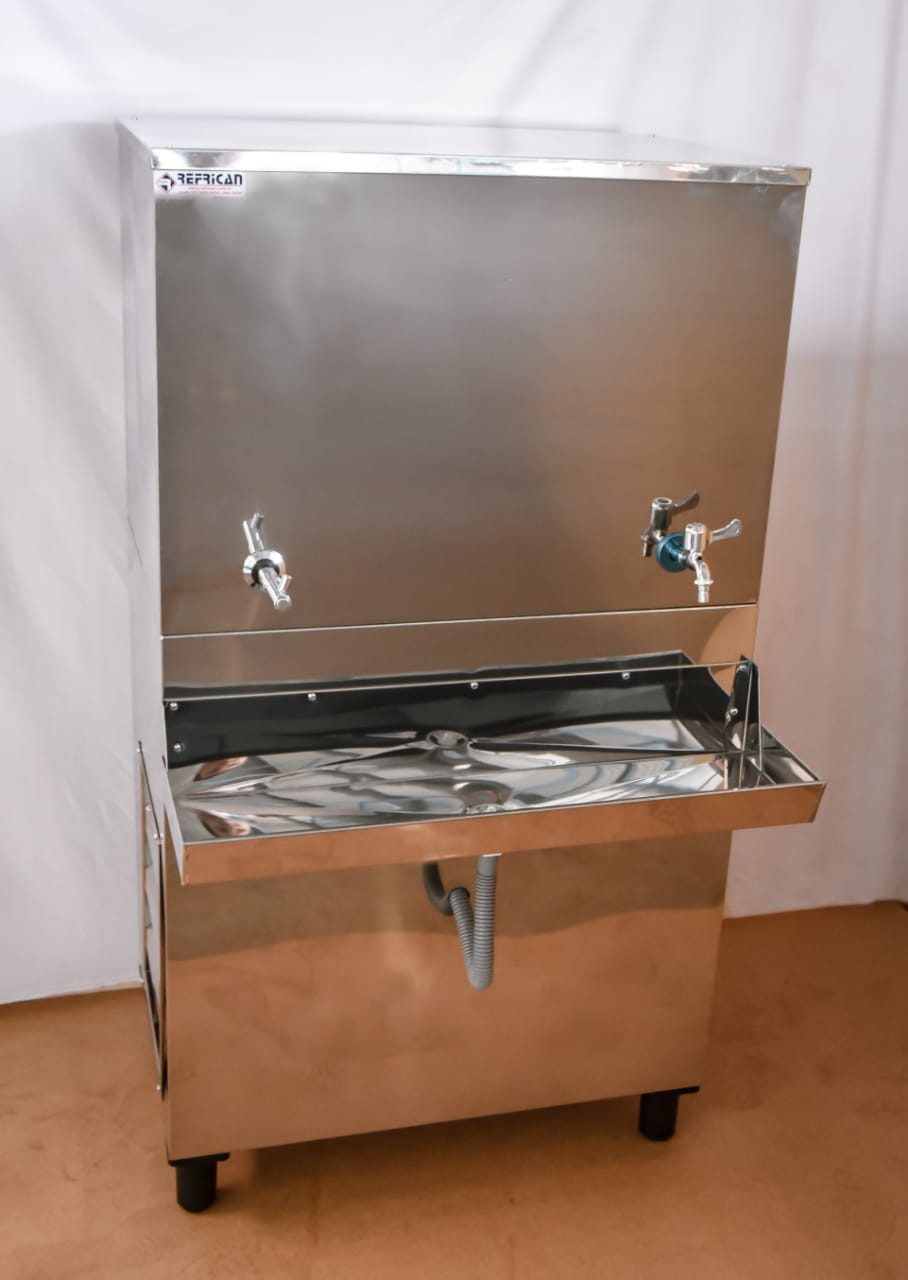 Bebedouro Industrial 100 Litros inox 304, capacidade 300 pessoas por hora, dimensoes 76 × 69 × 140 cm