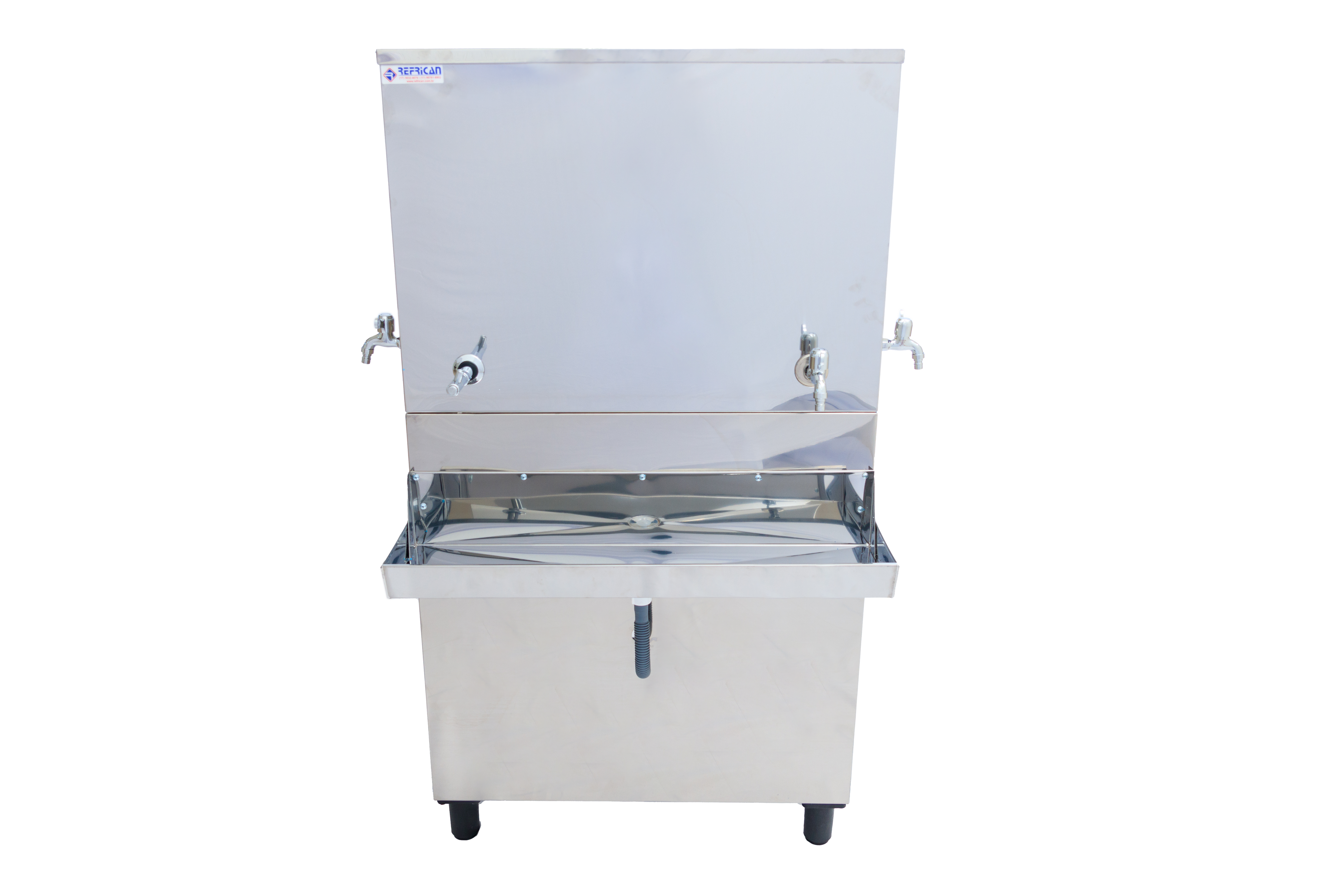 Bebedouro Industrial 100 Litros inox 304, capacidade 300 pessoas por hora, dimensoes 76 × 69 × 140 cm