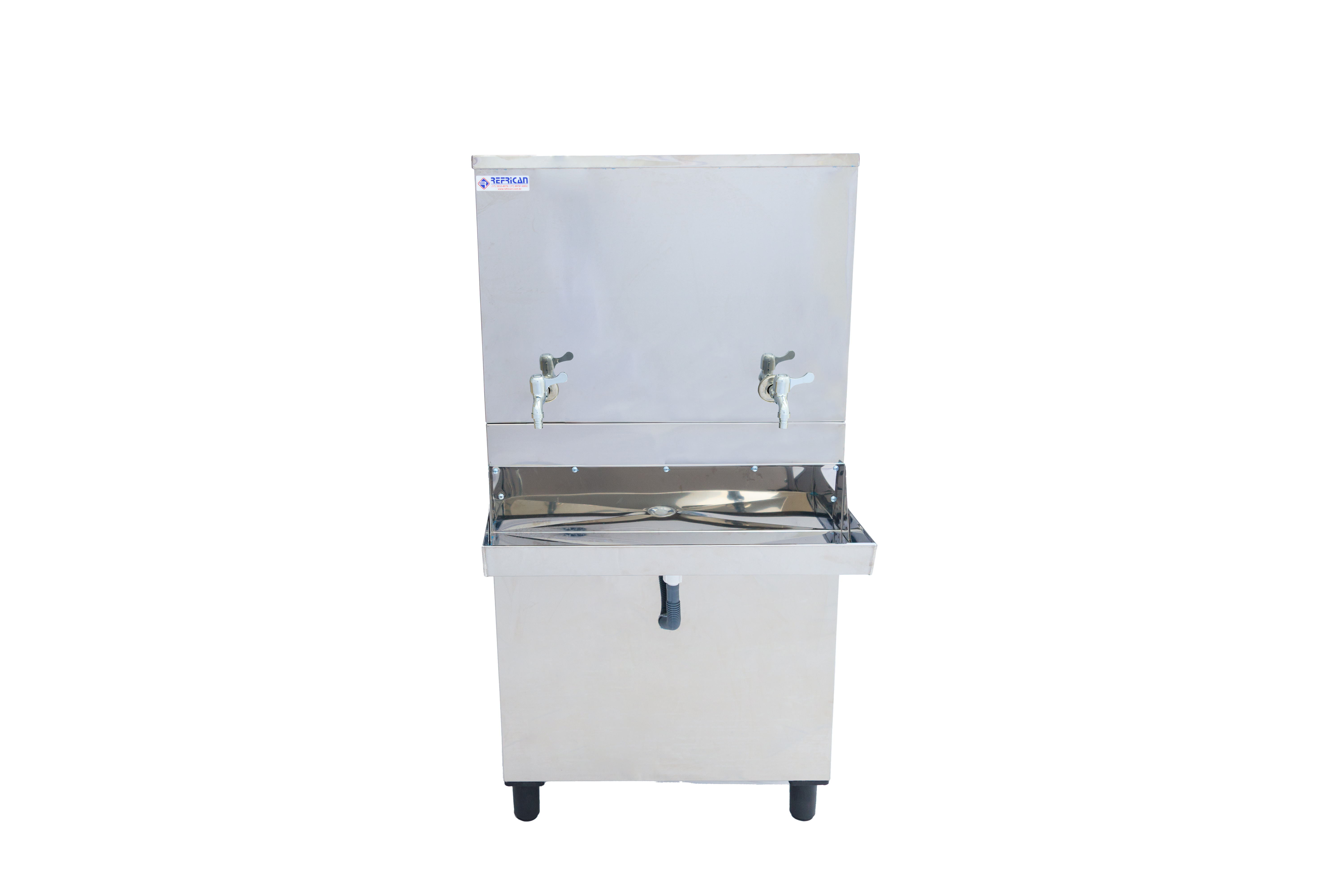 Bebedouro Industrial 50 Litros inox 304, capacidade 150 pessoas por hora, dimensoes 65 × 60 × 132 cm